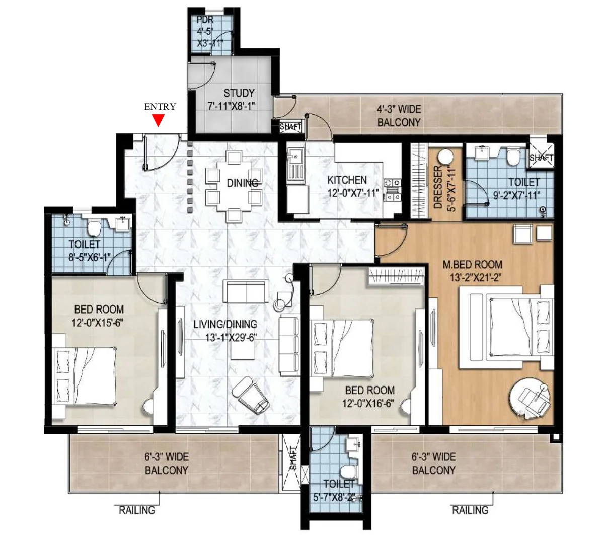 Godrej Global Business City 3BHK floor plan